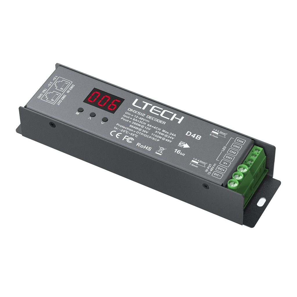 LTECH DMX LED driver CV 3x8A / 4x6A RJ45 - D4B
